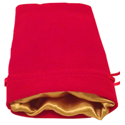 4″ x 6″ Red Velvet Dice Bag with Gold Satin Lining