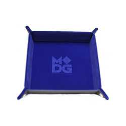 Velvet Folding Dice Tray 10x10 with Leather Backing - Blue