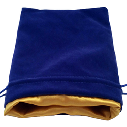 6″ x 8″ Blue Velvet Dice Bag with Gold Satin Lining