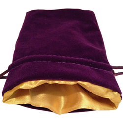 4″ x 6″ Purple Velvet Dice Bag with Gold Satin Lining